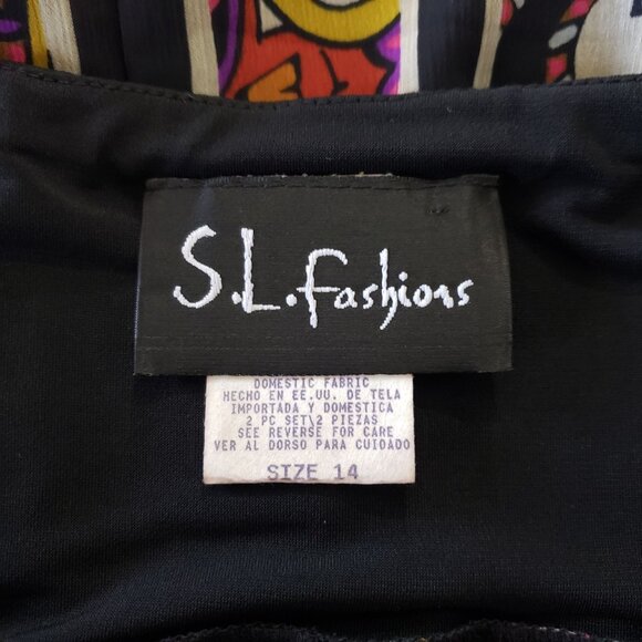 S.L. Fashions 90s Paisley Print Sleeveless Dress Size 14 Retro Boho Electric - Picture 5 of 7